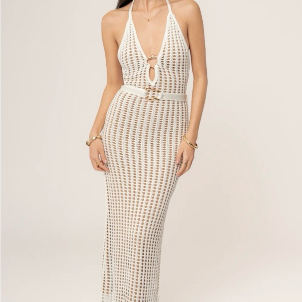 JLUXLABEL 	
Ivory Oceanic Dream Crochet Maxi Dress